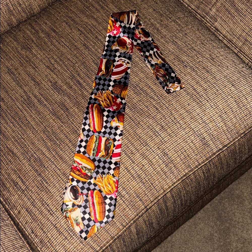 Vintage A Rodger’s Junk Food Tie with Multicolor Fast Food Print